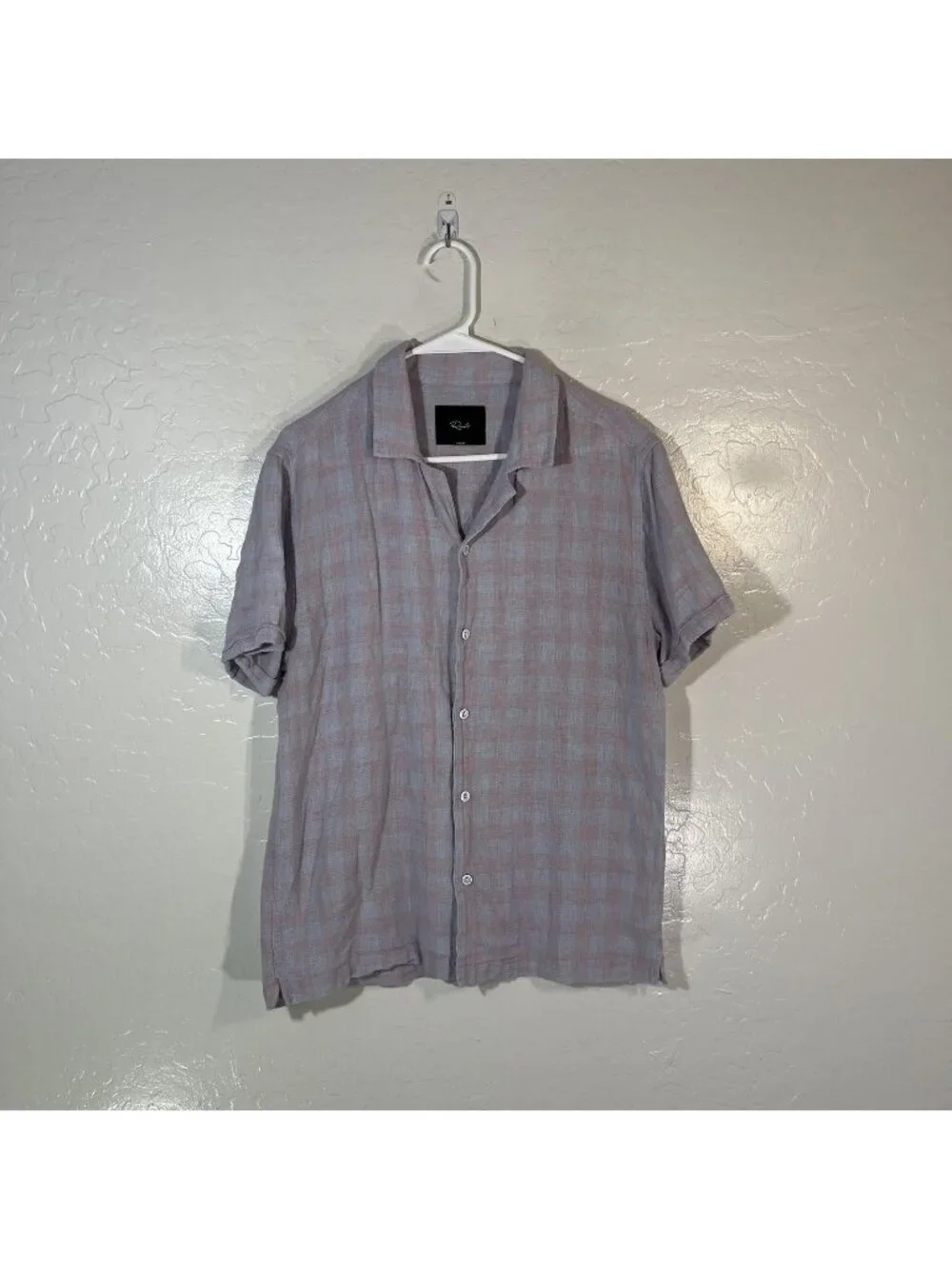 Rails Shirt Mens Medium Pink Gingham Dresden Short Sleeve Button Up Casual